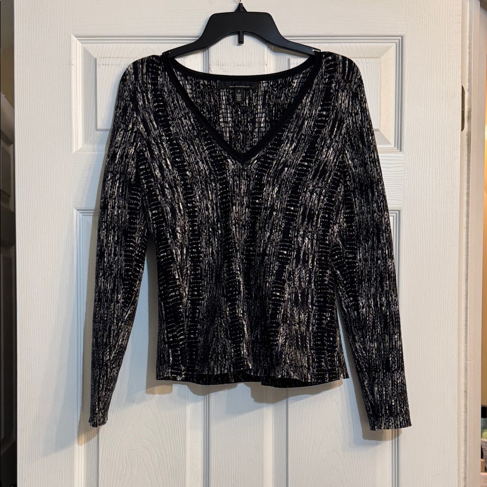 White House Black Market V-Neck Sweater - Black